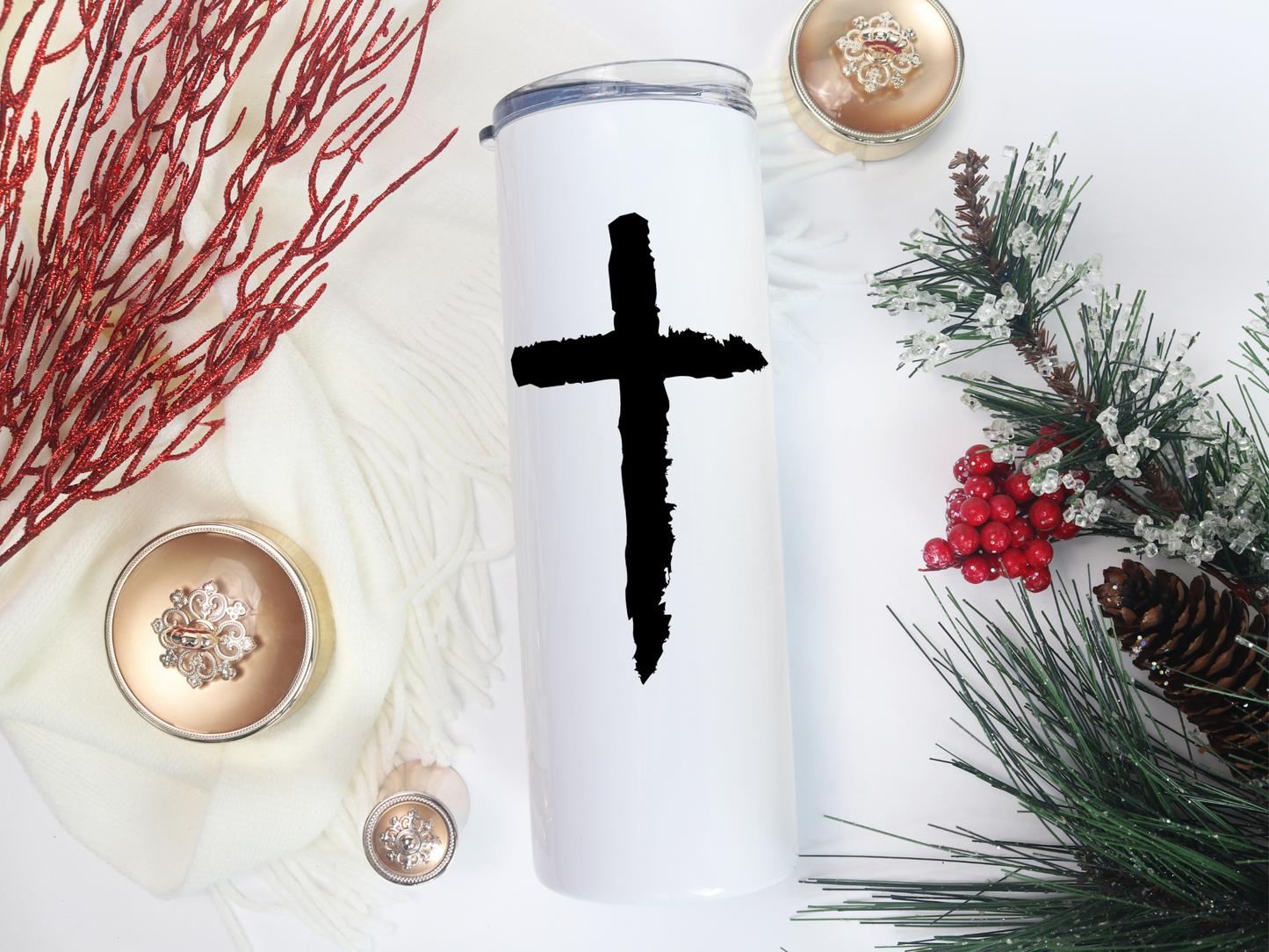 Distressed Cross 20oz Tumbler