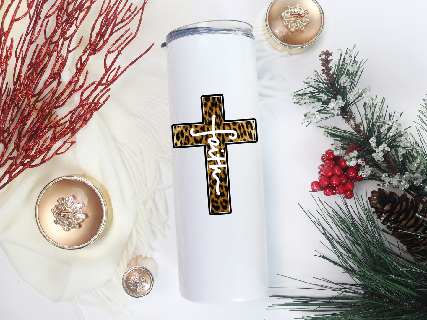 Leopard Faith Cross 20oz Tumbler