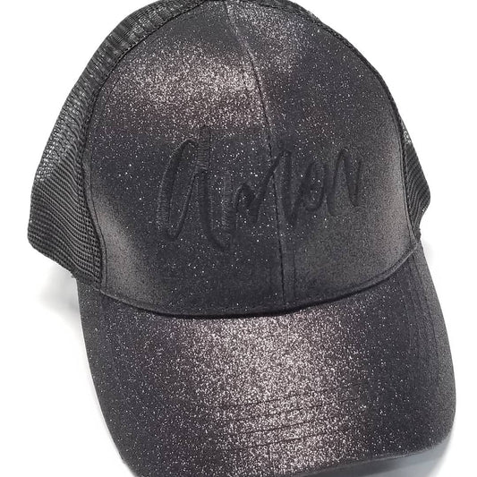Amen Glitter Ponytail Hat