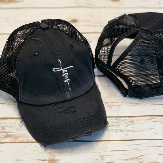 Vintage Jesus Mesh Ponytail Hat