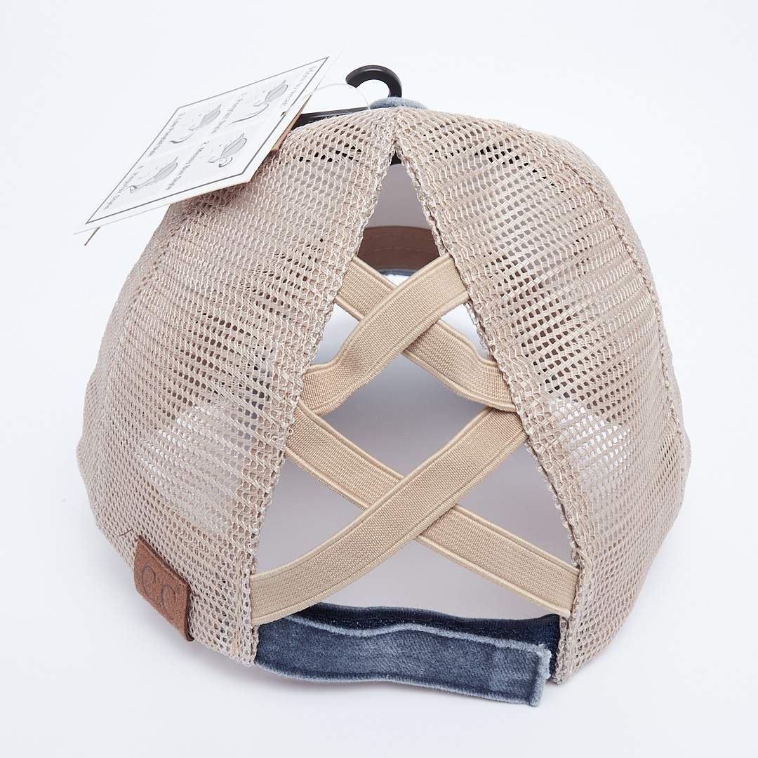 Cross Denim Criss Cross High Pony Ball Cap