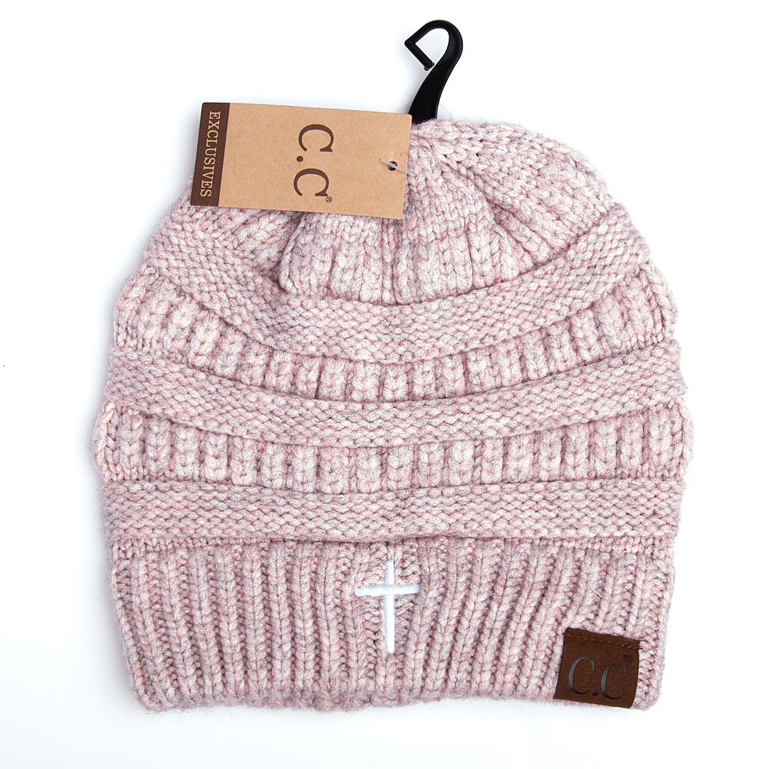 Mixed Soft Yarn Cross Beanie