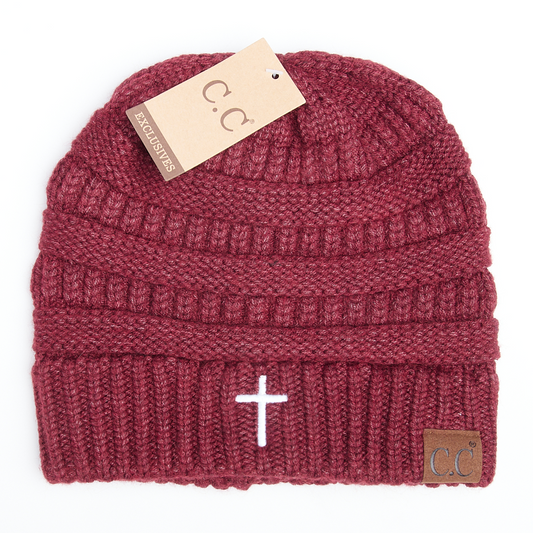 Mixed Soft Yarn Cross Beanie