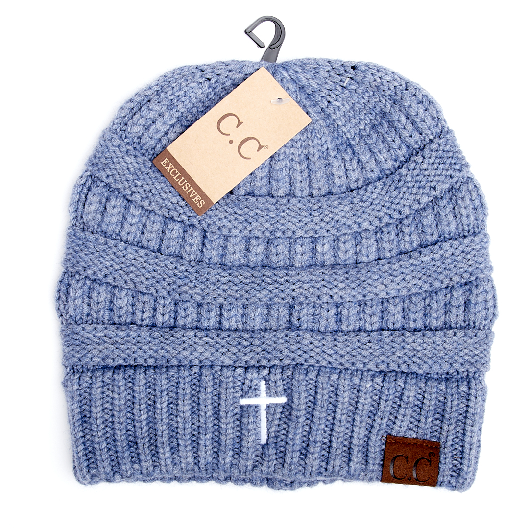 Mixed Soft Yarn Cross Beanie
