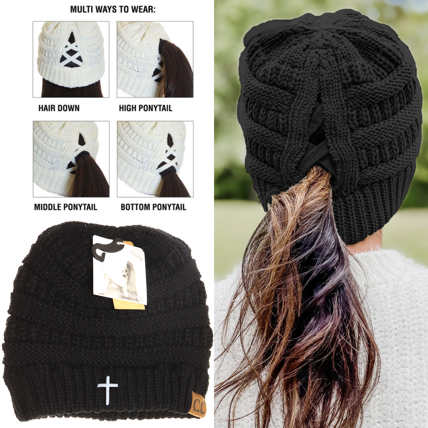 Cross Criss-Cross Knit Beanie