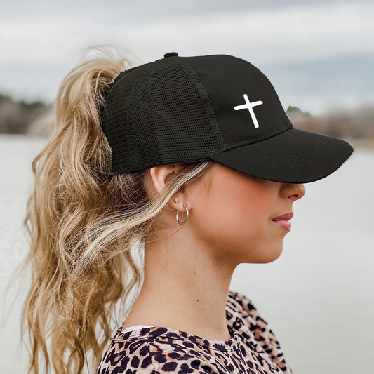 Cross Mesh Back Ponytail Hat