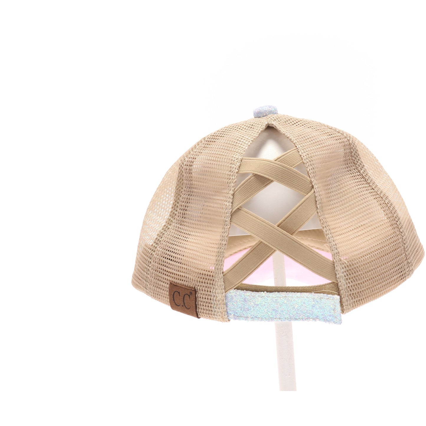 Glitter Ombre Criss-Cross High Ponytail CC Cap