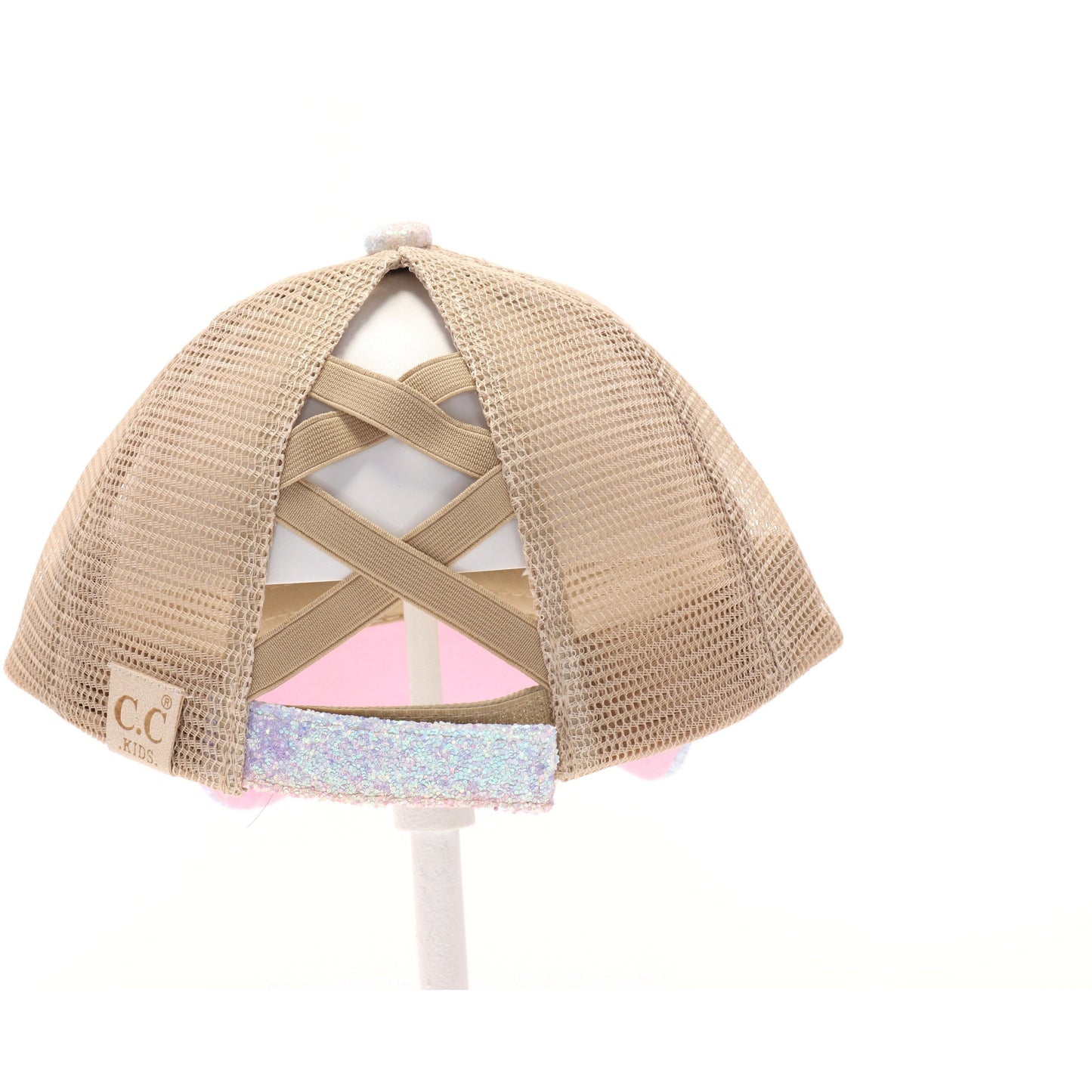 KIDS Glitter Ombre Criss-Cross High Ponytail CC Cap
