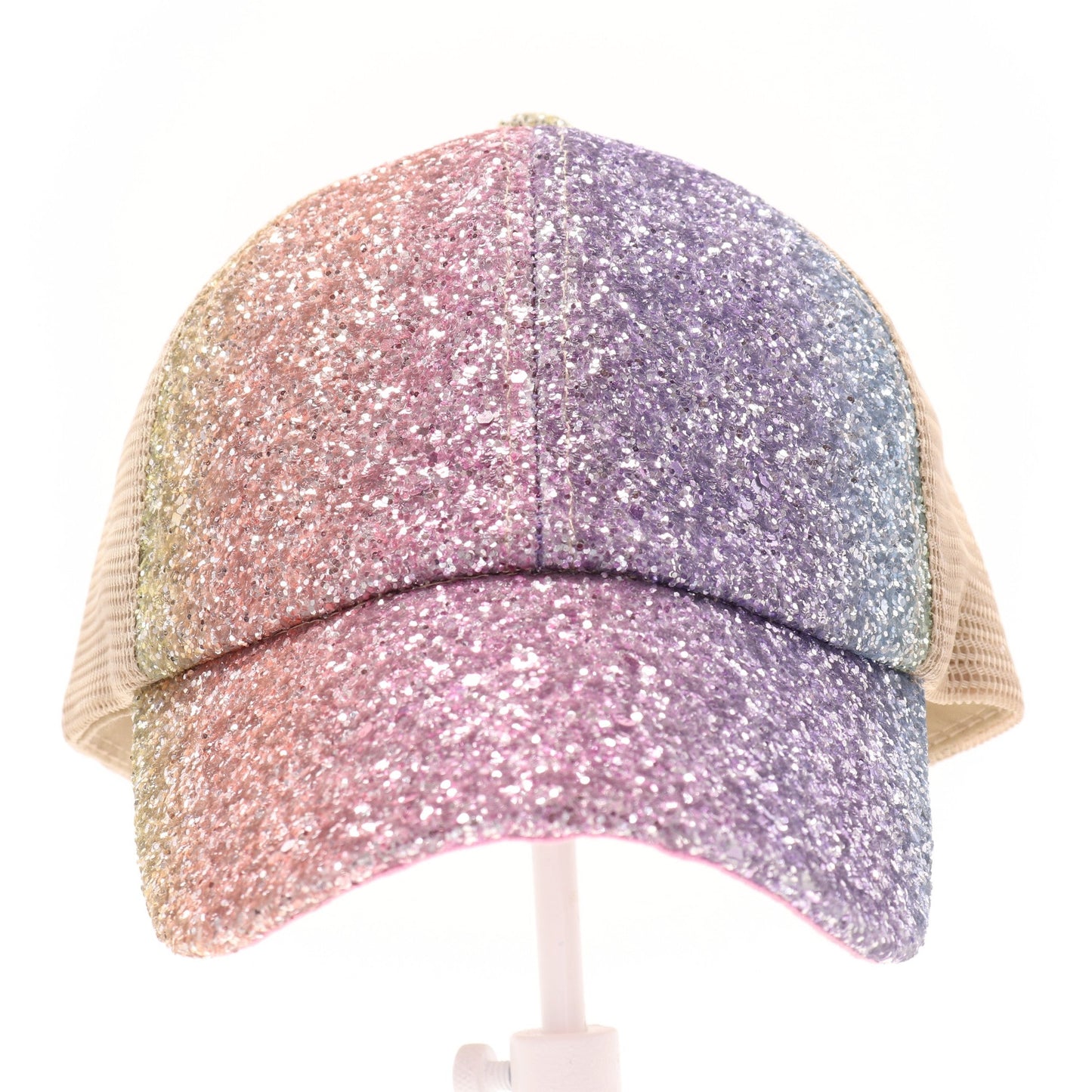 Glitter Ombre Criss-Cross High Ponytail CC Cap