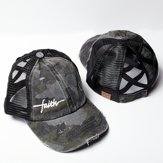 Faith Criss Cross Ponytail Hat
