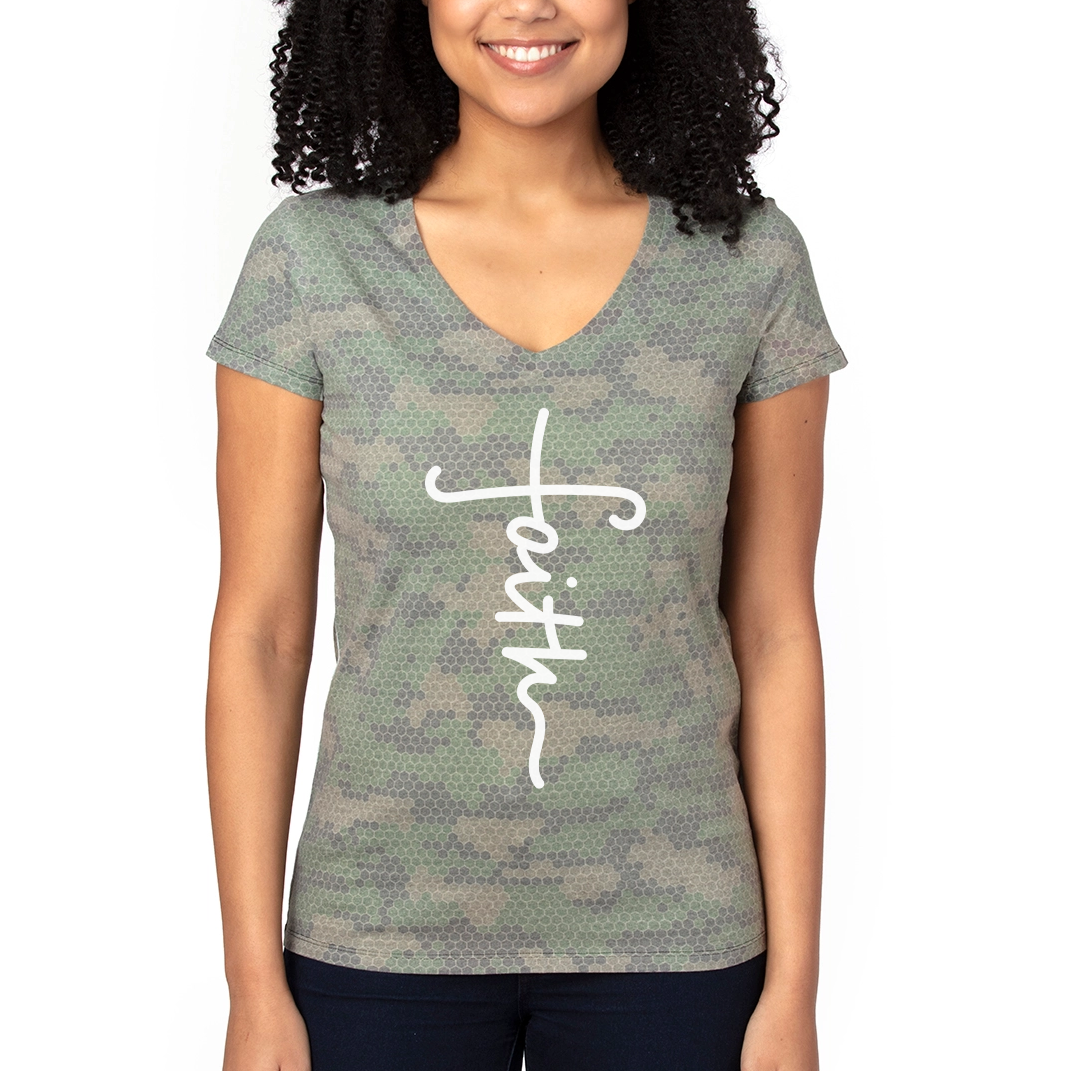 Faith Cross Ladies' Ultimate V-Neck T-Shirt