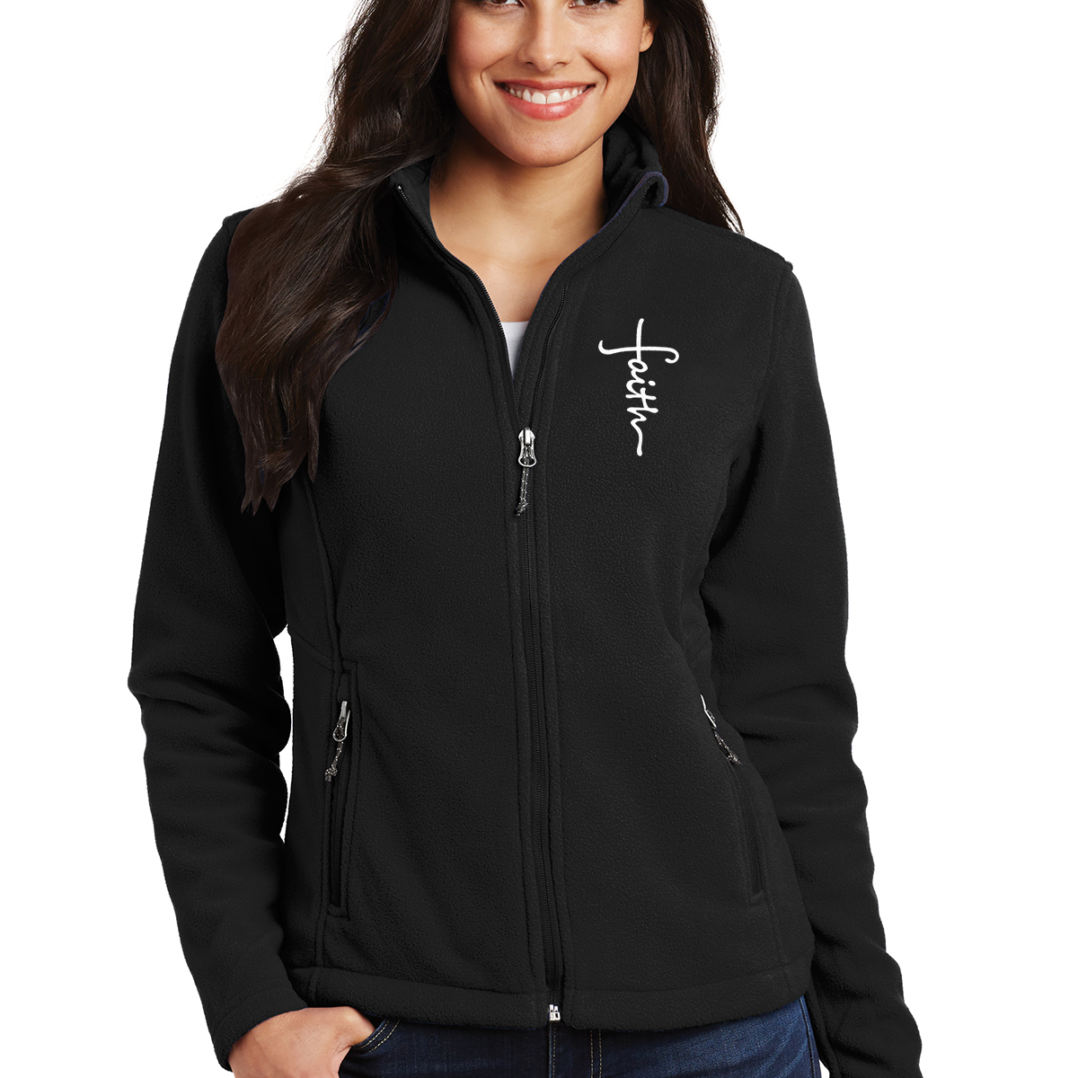 Ladies Microfleece Faith Cross Jacket