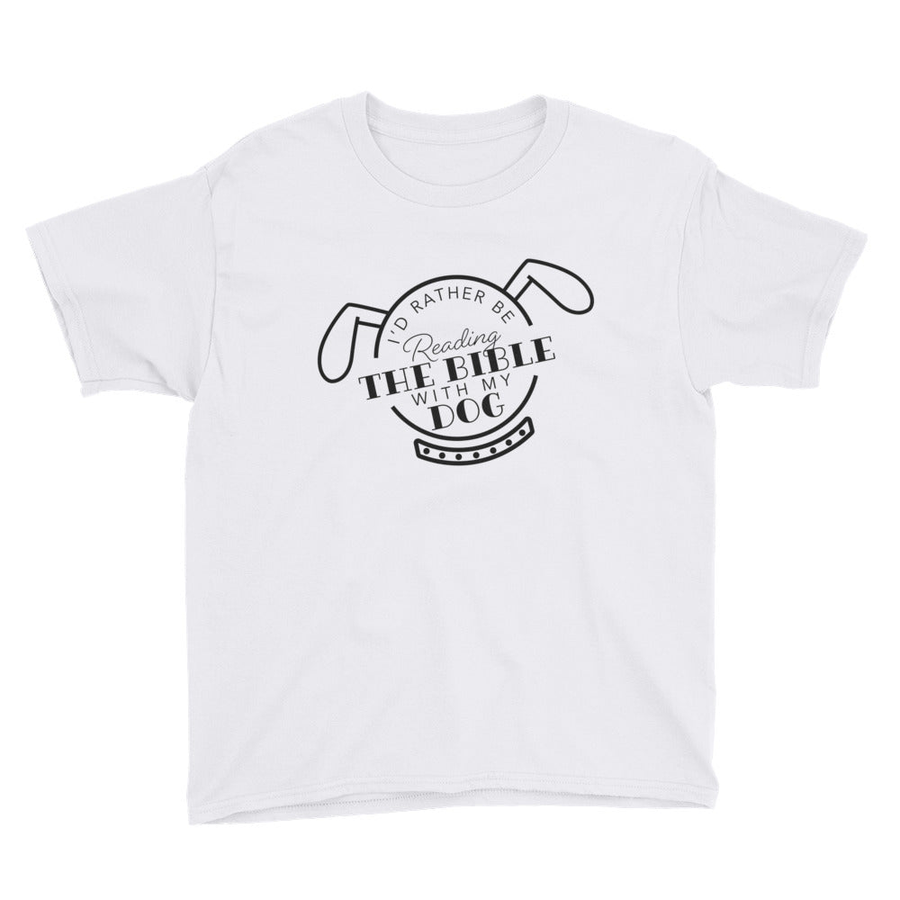 Reading the Bible with my Dog Youth Short Sleeve T-Shirt