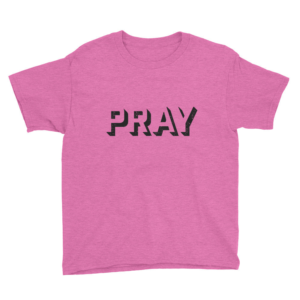 PRAY outline grunge Youth Short Sleeve T-Shirt