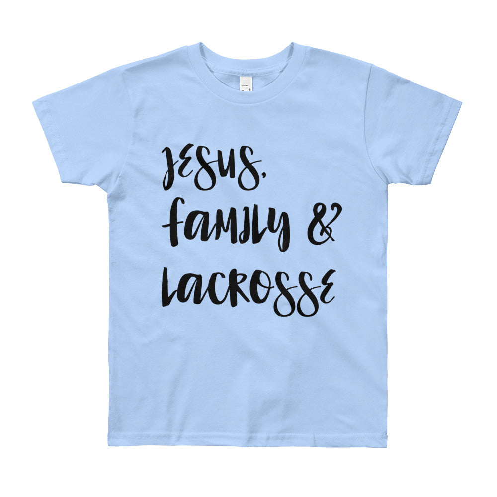 JESUS Family and Lacrosse Youth Short Sleeve T-Shirt