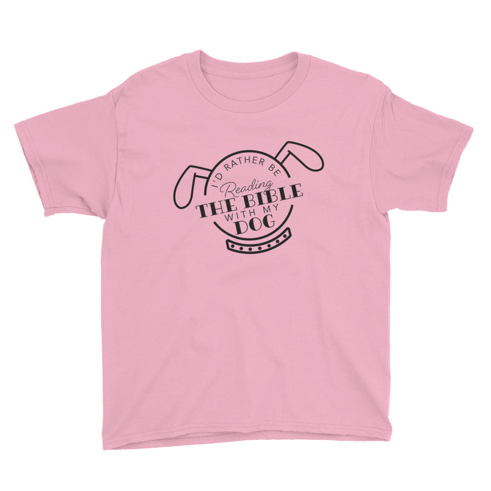 Reading the Bible with my Dog Youth Short Sleeve T-Shirt