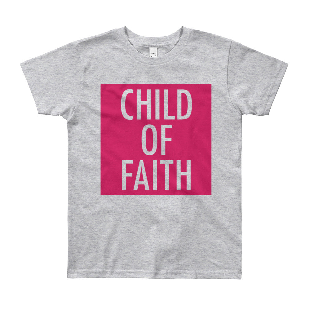 Child of Faith in berry youth t-shirt