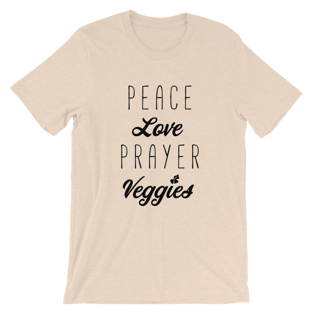 Peace Love Prayer Veggies Unisex T-Shirt