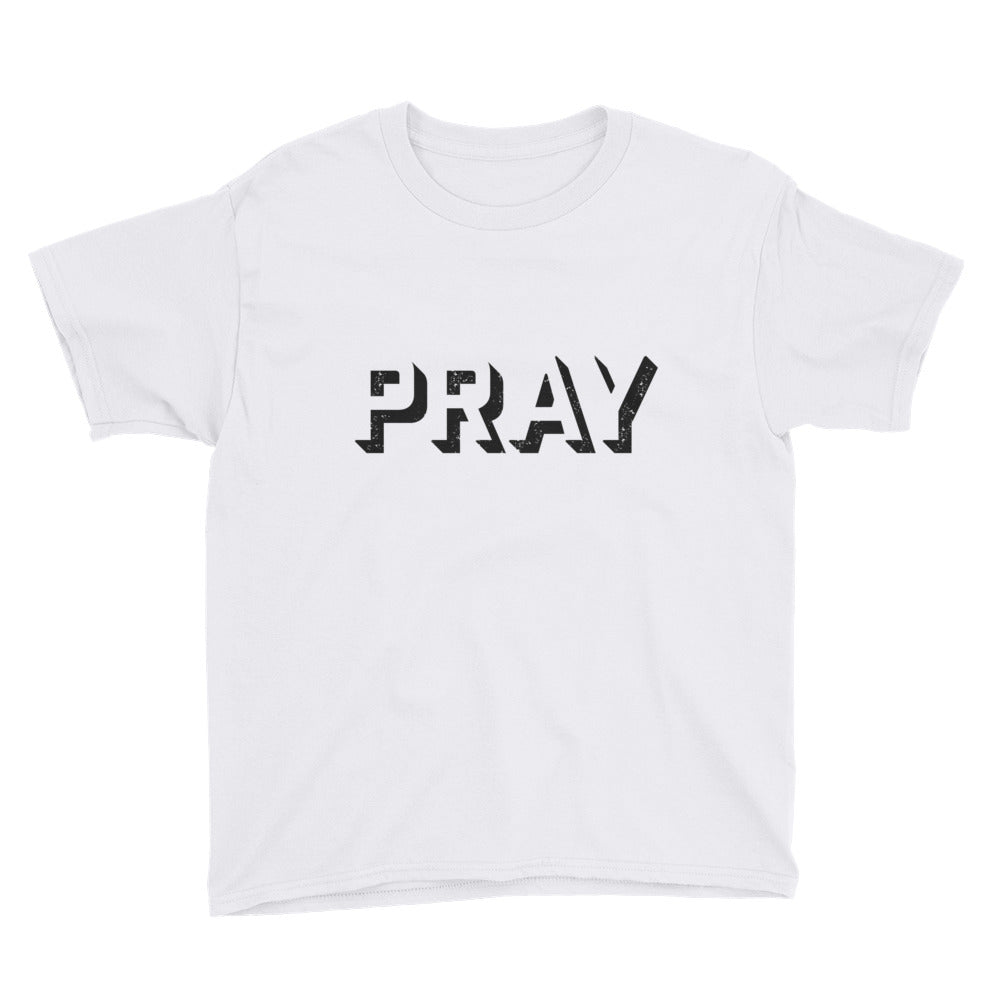 PRAY outline grunge Youth Short Sleeve T-Shirt