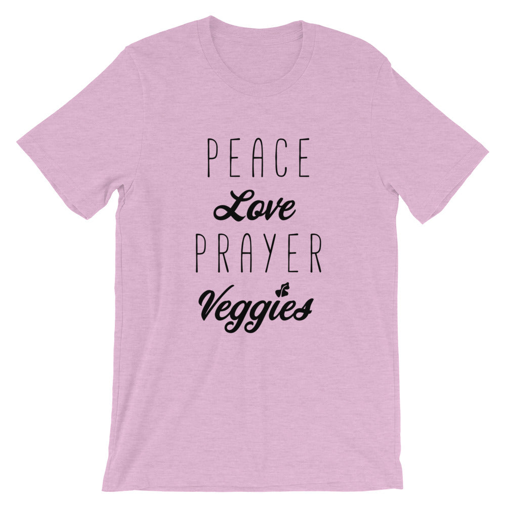 Peace Love Prayer Veggies Unisex T-Shirt