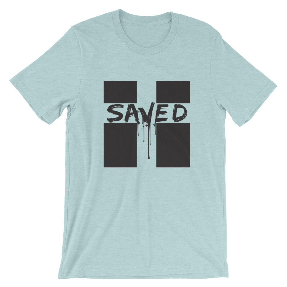 Saved Unisex Tee Black Font
