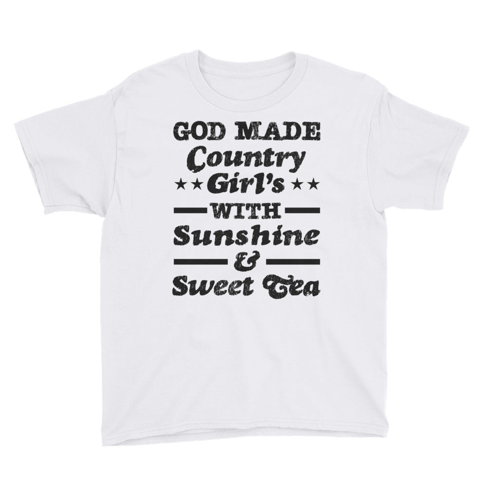 God made Country Girls Youth Short Sleeve T-Shirt