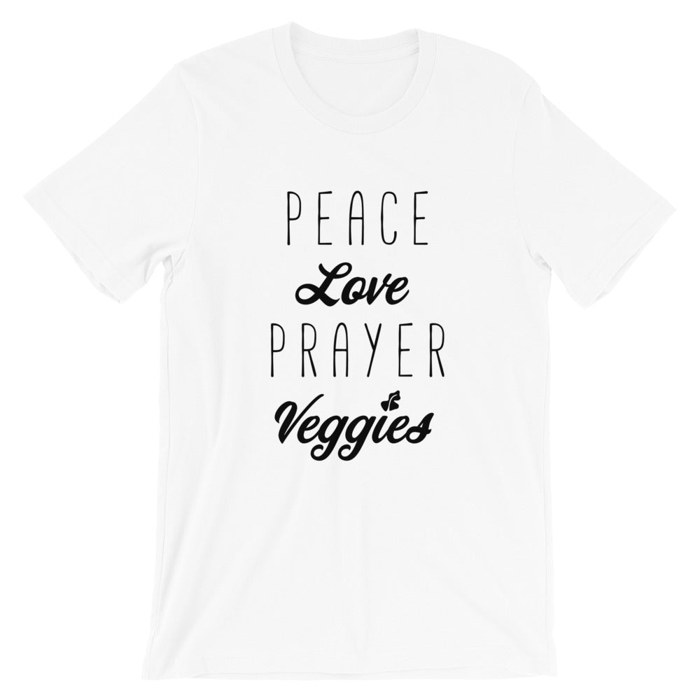 Peace Love Prayer Veggies Unisex T-Shirt