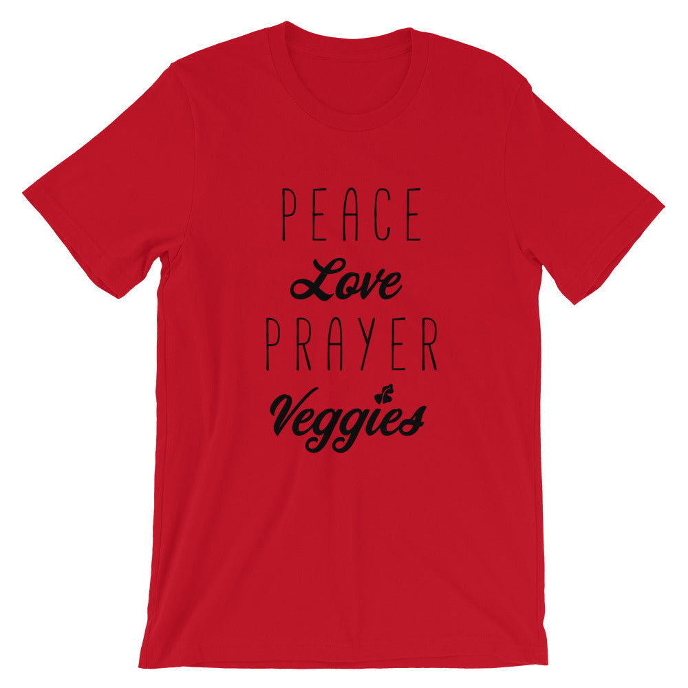 Peace Love Prayer Veggies Unisex T-Shirt
