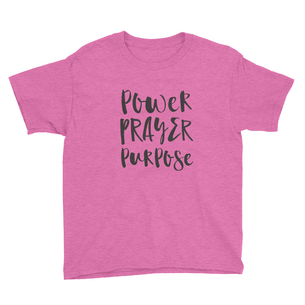 Power Prayer Purpose Youth Short Sleeve T-Shirt