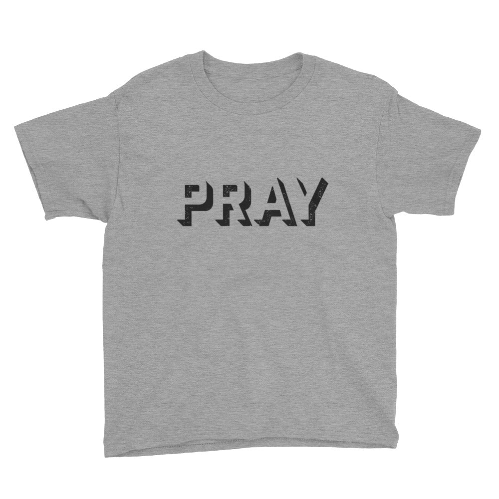 PRAY outline grunge Youth Short Sleeve T-Shirt