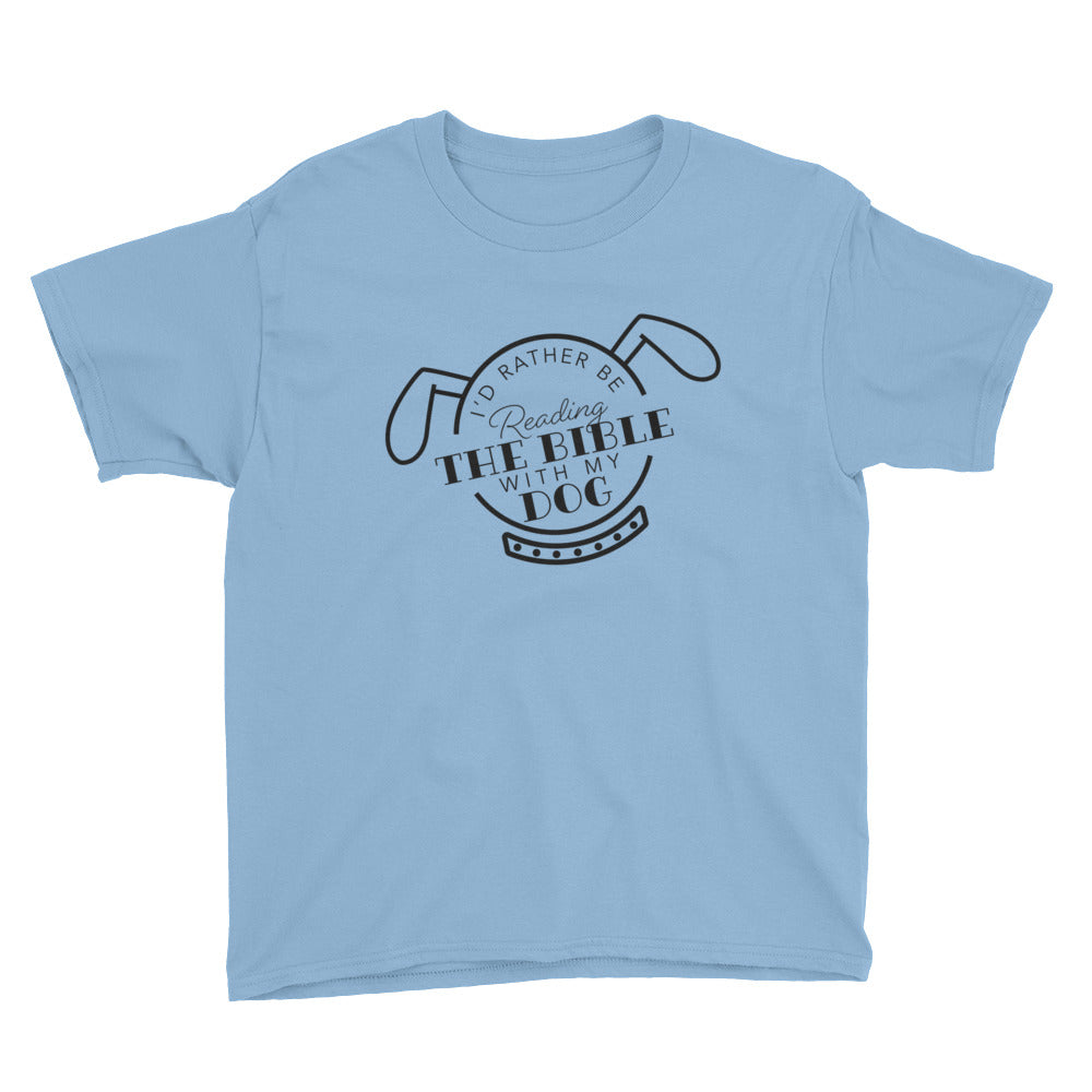 Reading the Bible with my Dog Youth Short Sleeve T-Shirt
