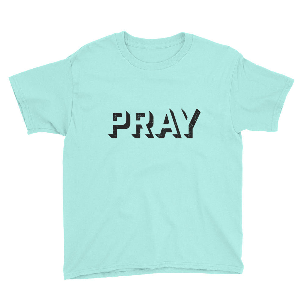 PRAY outline grunge Youth Short Sleeve T-Shirt