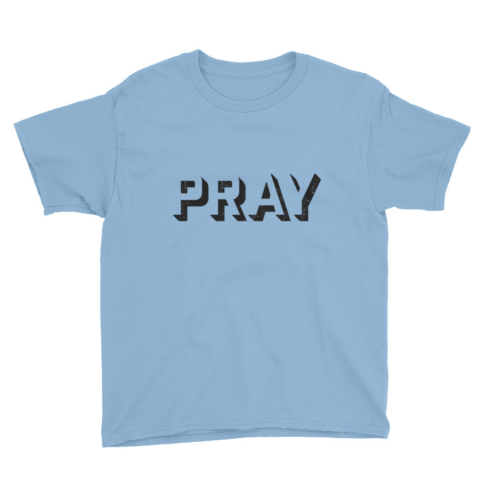 PRAY outline grunge Youth Short Sleeve T-Shirt