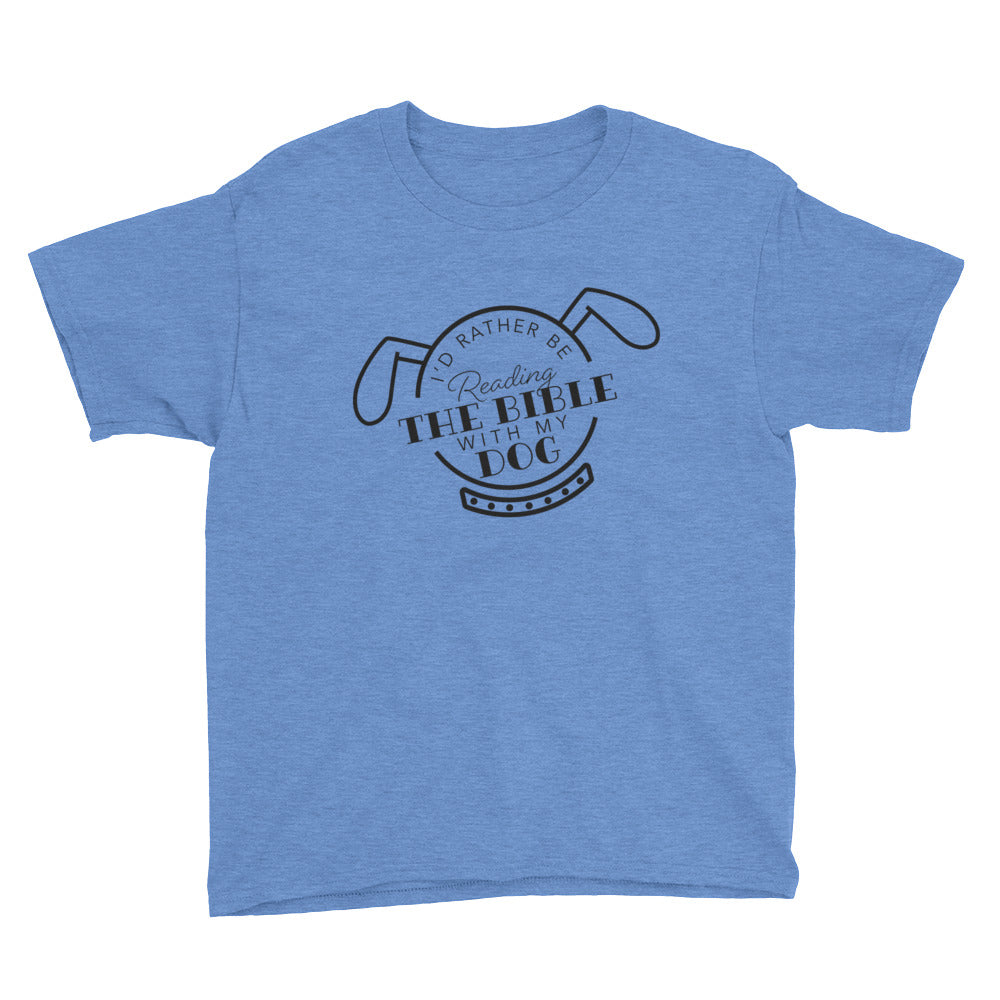 Reading the Bible with my Dog Youth Short Sleeve T-Shirt