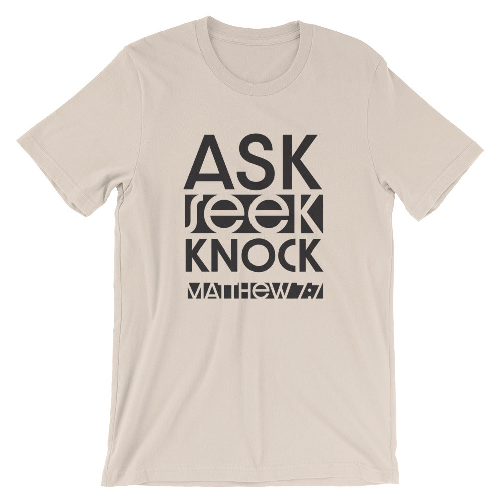 Ask Seek Knock Unisex Short Sleeve Jersey T-Shirt