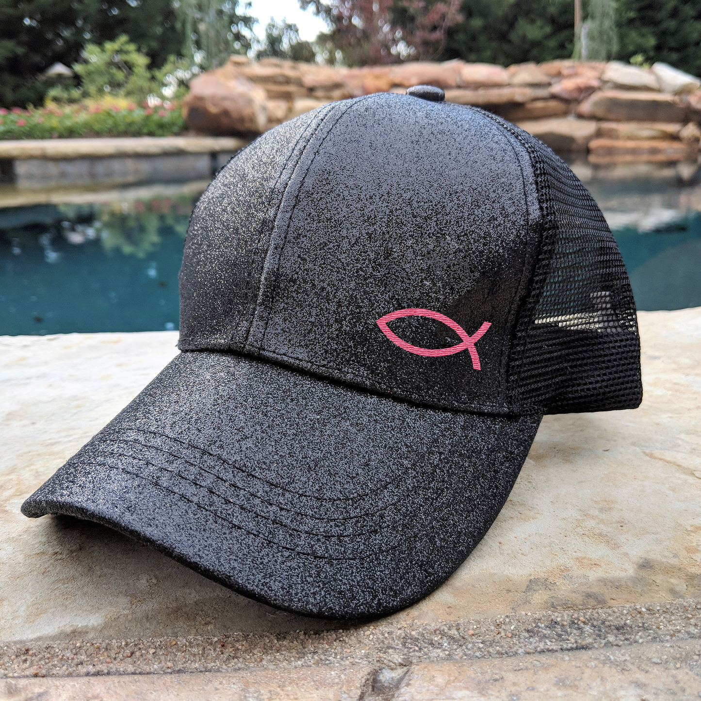 Ponytail Christian Fish Glitter Hat