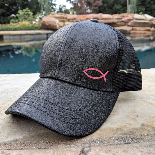 Ponytail Christian Fish Glitter Hat