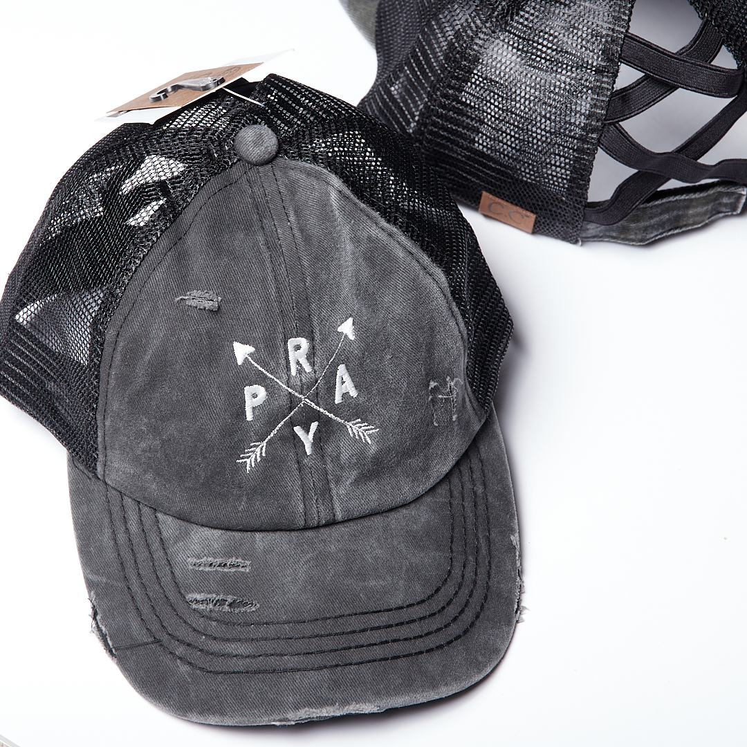Pray Arrows Criss Cross Ponytail Hat