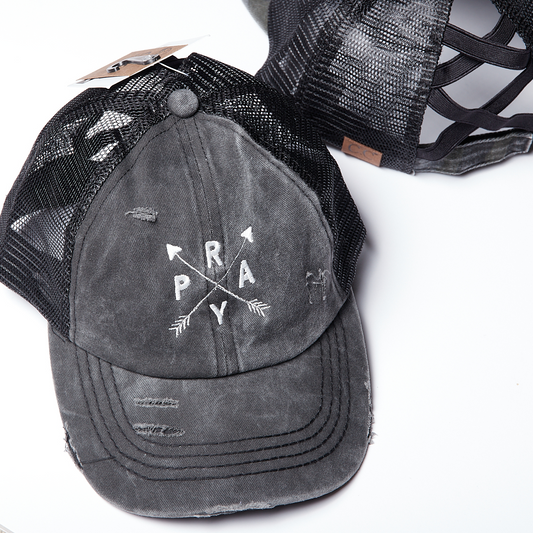 Pray Arrows Criss Cross Ponytail Hat