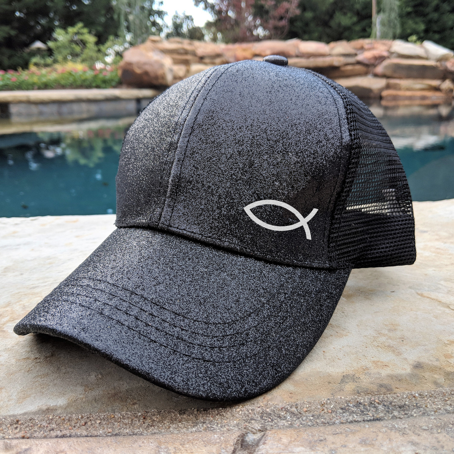 Ponytail Christian Fish Glitter Hat