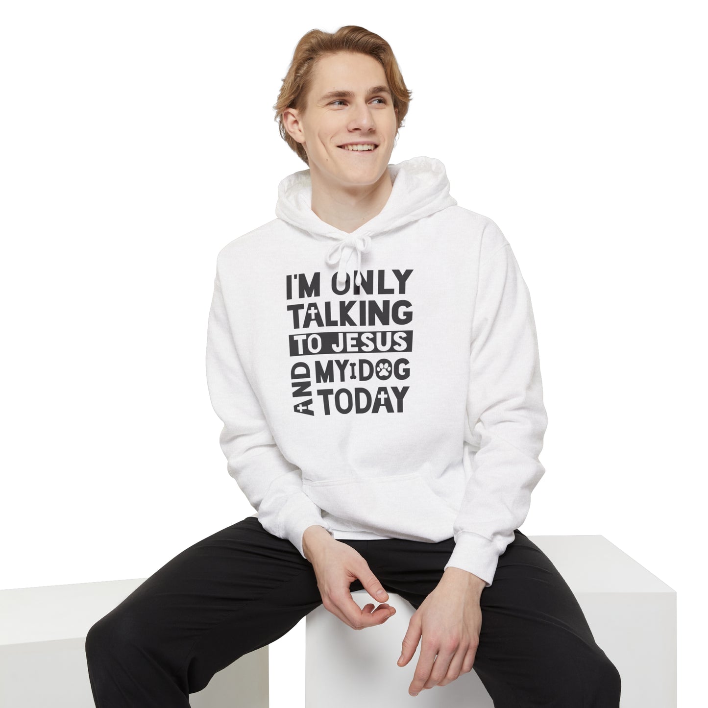 Only Talking To Jesus and My Dog Unisex Garment-Dyed Hoodie