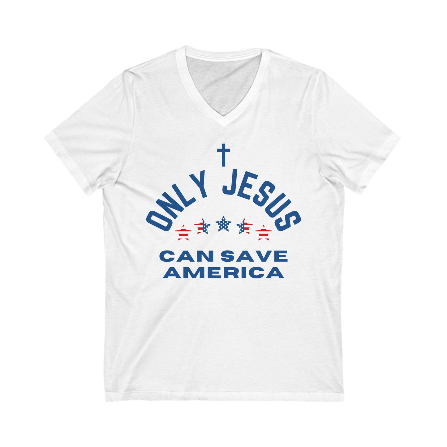 Only Jesus Can Save Unisex Jersey Short Sleeve V-Neck Tee