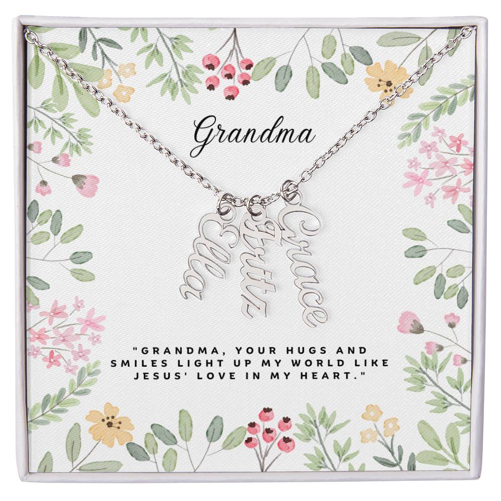 Dear Grandma Multi Vertical Name Necklace