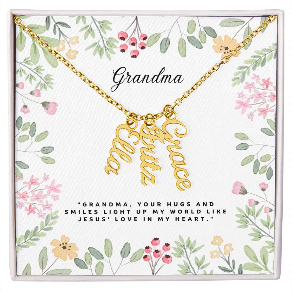 Dear Grandma Multi Vertical Name Necklace