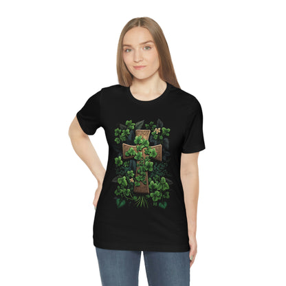 Green Leaf Wooden Cross Short Sleeve Tee