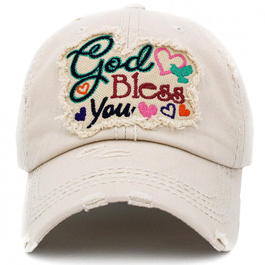 God Bless You Vintage Distressed Hat