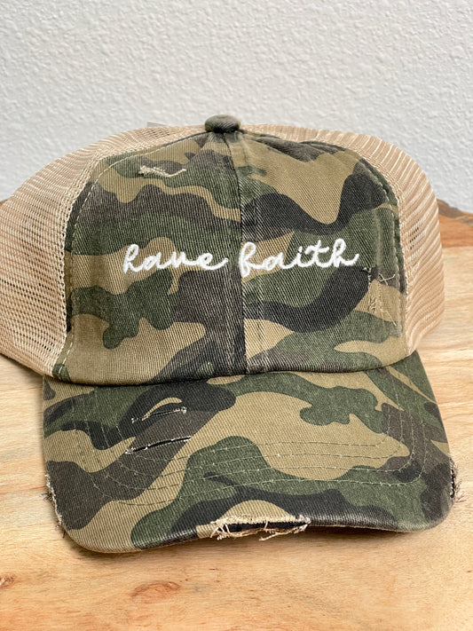 Have Faith Criss-Cross Ponytail Hat