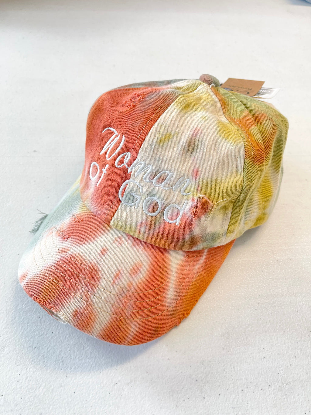 Woman of God Criss Cross Tie Dye Ponytail Hat