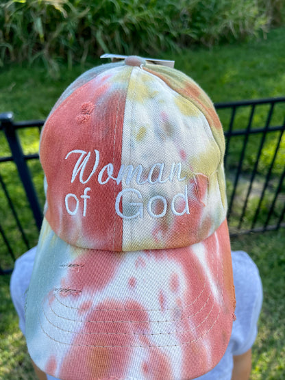 Woman of God Criss Cross Tie Dye Ponytail Hat
