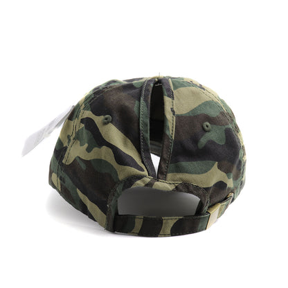 Blessed Cross Camo Classic Ponytail Hat